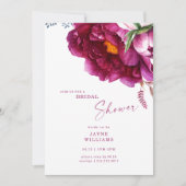 カラフル明るい赤紫色フローラエレガントブライダルシャワー 招待状 (正面)