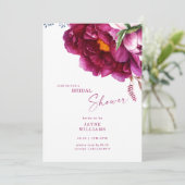 カラフル明るい赤紫色フローラエレガントブライダルシャワー 招待状 (スタンド正面)