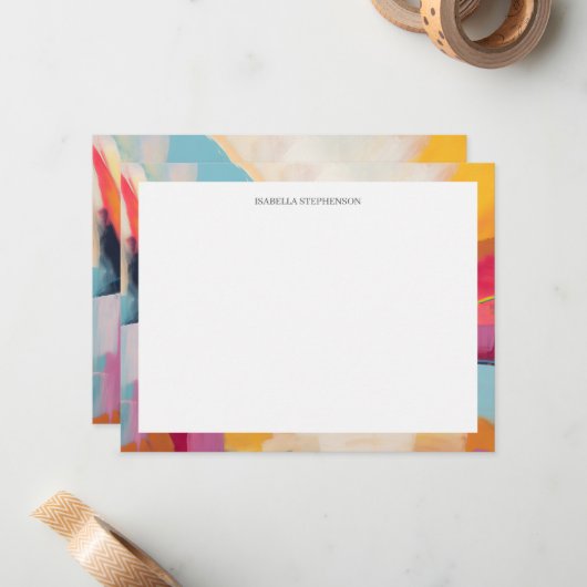 カラフル明モダンるい抽象芸術縁ど ノートカード (正面/裏面インサイチュ)