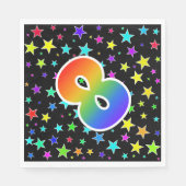 カラフル星+レインボーパターン"8"イベント番号 スタンダードランチョンナプキン (正面)