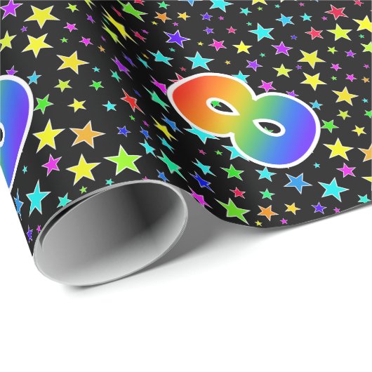 カラフル星+レインボーパターン"8"イベント番号 ラッピングペーパー (ロールコーナー)