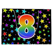 カラフル星+レインボーパターン"8"イベント番号 ラージペーパーバッグ (裏面)