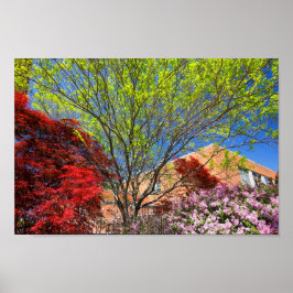 カラフル春の木と茂み ポスター