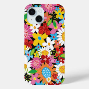 カラフル春の花お洒落ガーデン iPhone 15ケース