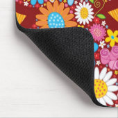 カラフル春の花お洒落ツリー マウスパッド (コーナー)