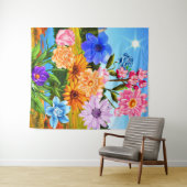 カラフル春の花が咲く – 野花 タペストリー (インサイチュ(横))