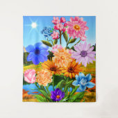 カラフル春の花が咲く – 野花 タペストリー (正面)