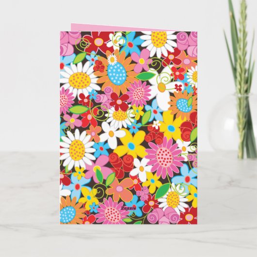 カラフル春の花ガーデンカスタムカード カード (裏面)