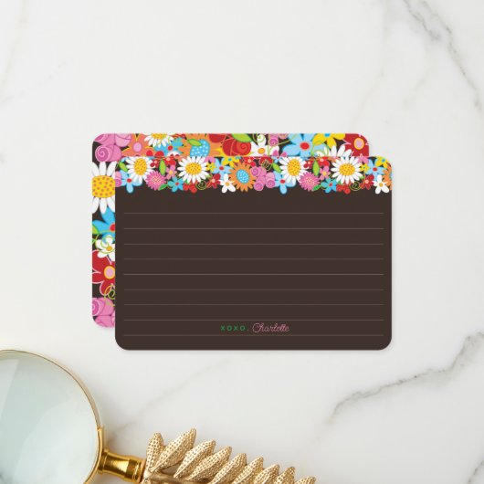 カラフル春の花ガーデンシモダンック結婚ス サンキューカード (正面/裏面インサイチュ)