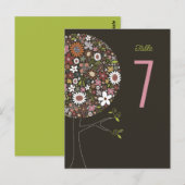 カラフル春の花シックポップ・アートのツリーテーブル番号 ポストカード (正面/裏面)