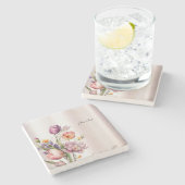 カラフル春の花ストーンコースター ストーンコースター (横)