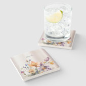 カラフル春の花ストーンコースター ストーンコースター (横)