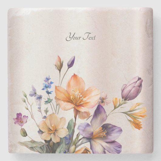 カラフル春の花ストーンコースター ストーンコースター (正面)