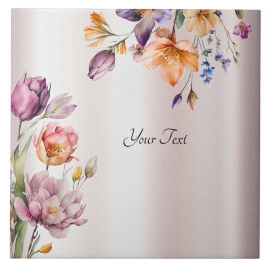 カラフル春の花セラミックタイル タイル (正面)