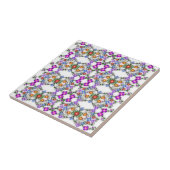 カラフル春の花セラミックタイル – ヴィンテージ タイル (側面)