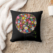 カラフル春の花ツポップ・アートのリーお洒落シック クッション (ブランケット)