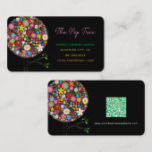 カラフル春の花ツポップ・アートのリーお洒落シック 名刺 (正面/裏面)