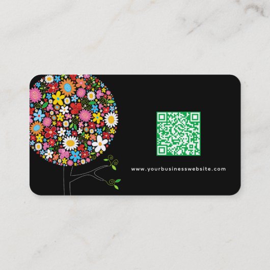 カラフル春の花ツポップ・アートのリーお洒落シック 名刺 (裏面)