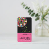 カラフル春の花ツポップ・アートのリー&シお洒落ック 名刺 (スタンド正面)