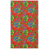 カラフル春の花デザイン赤の背景 テーブルクロス (正面)