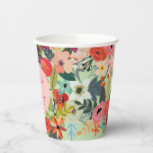 カラフル春の花ハロー春パーソナライズされた 紙コップ (左)