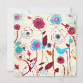 カラフル春の花バーズマルベリーブルーオレンジ 招待状 (裏面)