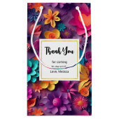 カラフル春の花パターンありがとう スモールペーパーバッグ (裏面)