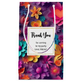 カラフル春の花パターンありがとう スモールペーパーバッグ (正面)