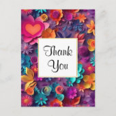 カラフル春の花パターンありがとう ポストカード (正面)