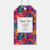 カラフル春の花パターンパーティーありがとう ギフトタグ (正面)
