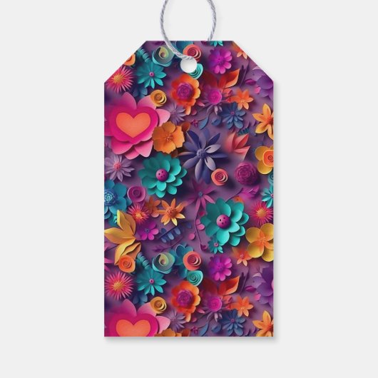 カラフル春の花パターンパーティーありがとう ギフトタグ (裏面)