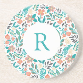 カラフル春の花パターンマウスパッド コースター