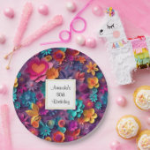 カラフル春の花パターン誕生日 ペーパープレート (パーティー)