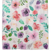 カラフル春の花パターン シャワーカーテン (正面)