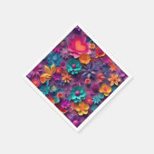 カラフル春の花パターン スタンダードカクテルナプキン (角)