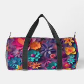 カラフル春の花パターン ダッフルバッグ
