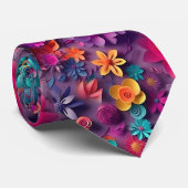 カラフル春の花パターン ネクタイ (ロール)