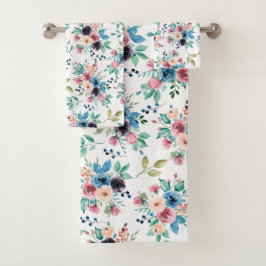 カラフル春の花パターン バスタオルセット