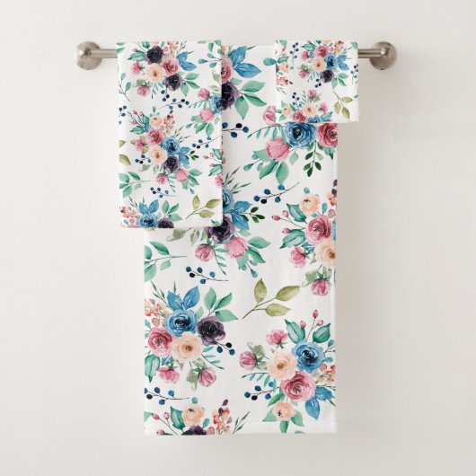 カラフル春の花パターン バスタオルセット (インサイチュ)