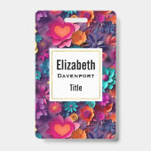 カラフル春の花パターン バッジ (裏面)