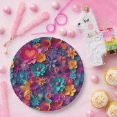 カラフル春の花パターン ペーパープレート (パーティー)