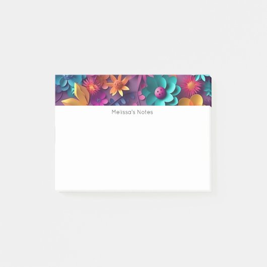 カラフル春の花パターン ポストイット (正面)