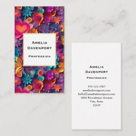 カラフル春の花パターン 名刺