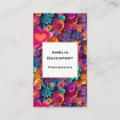 カラフル春の花パターン 名刺 (正面)