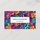 カラフル春の花パターン 名刺 (正面)
