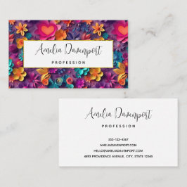 カラフル春の花パターン 名刺