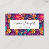 カラフル春の花パターン 名刺 (正面)