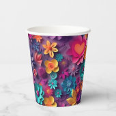 カラフル春の花パターン 紙コップ (裏面)