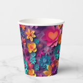 カラフル春の花パターン 紙コップ (正面)