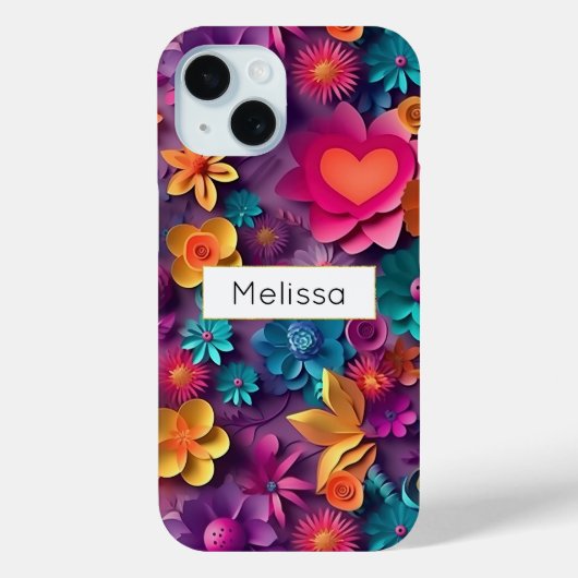 カラフル春の花パターン Case-Mate iPhoneケース (裏面)